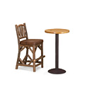 Rustic Bar Table with Metal Base (No Footring) #3179 (Shown with Light Pine Top with Custom Barstool in Natural Finish) La Lune Collection